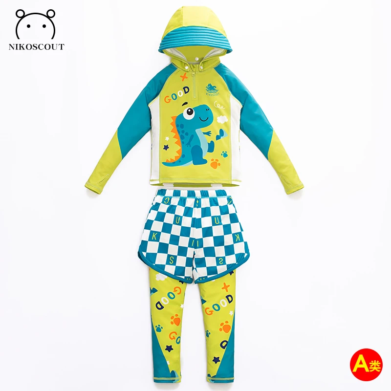 宝宝泳衣男宝长袖长裤分体防晒游泳衣小童男童2岁a类速干海边泳装