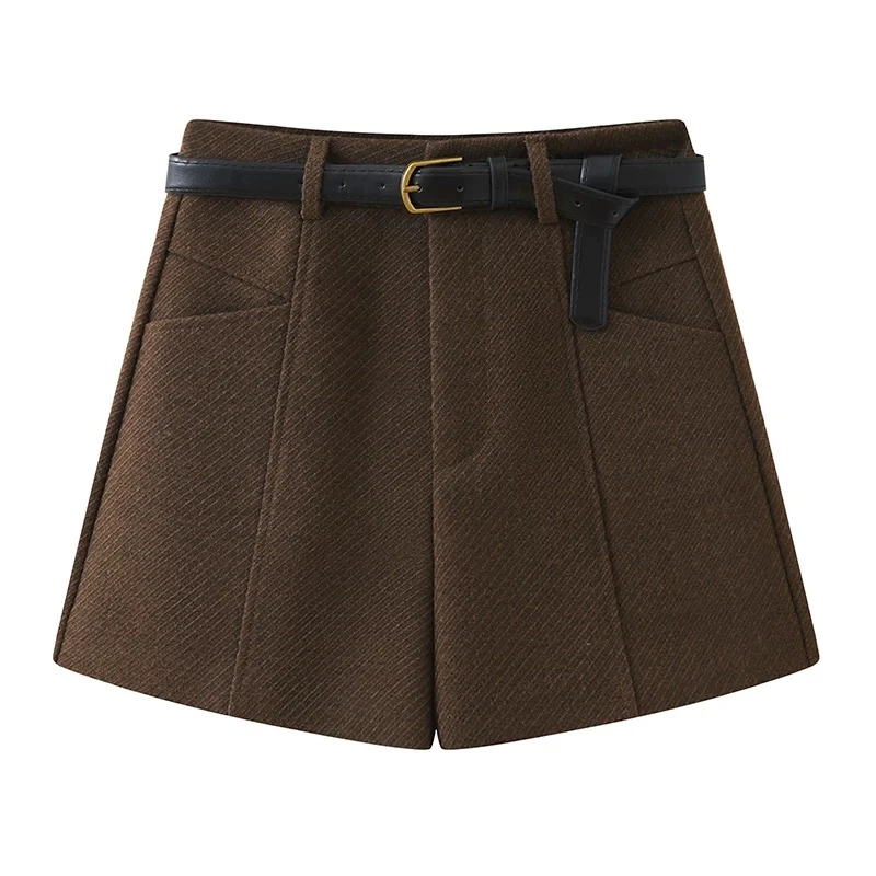 【绵羊毛】春季新款高腰时尚短裤2025女士外穿百搭显瘦气质三分靴裤