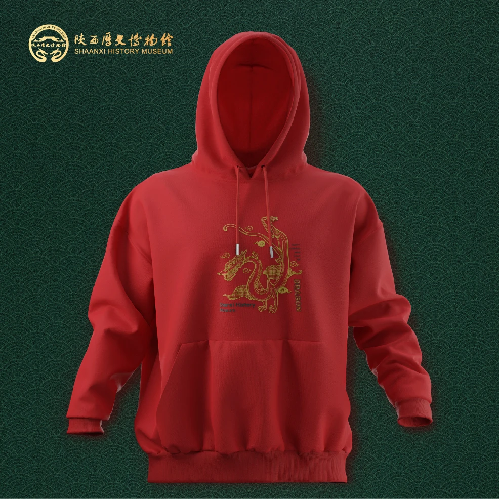 龙年博物馆联名春秋款宽松连帽加绒本命年卫衣（男女同款）吉祥龙