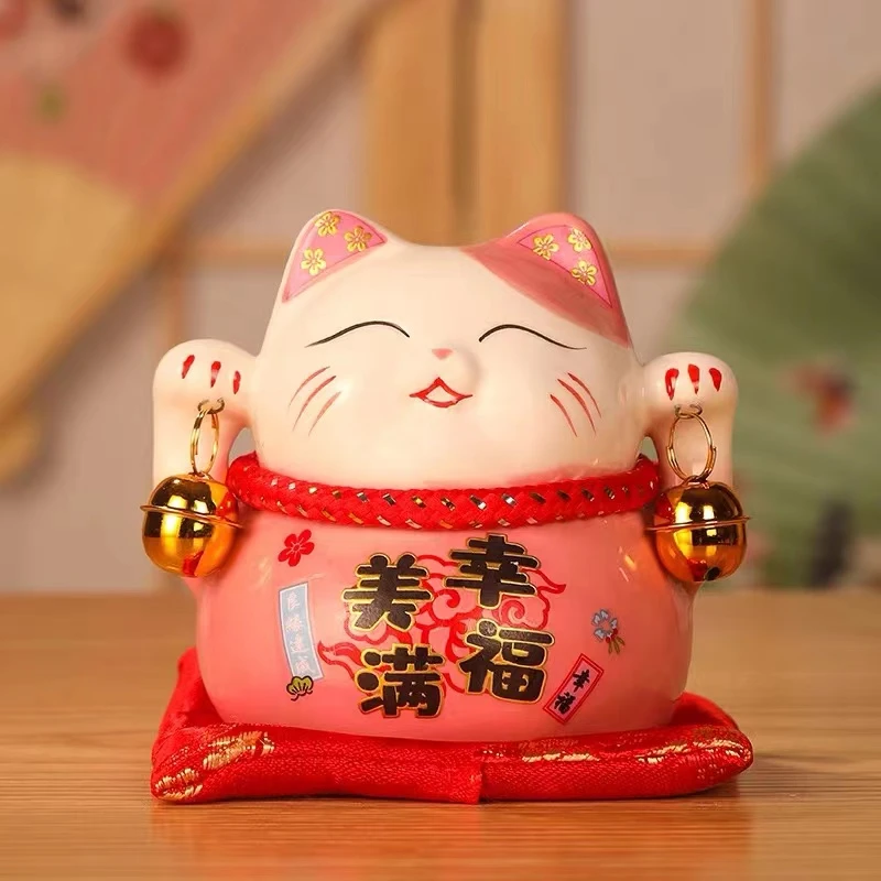 搏赢 德化陶瓷家用招财猫储钱罐桌面摆件B901
