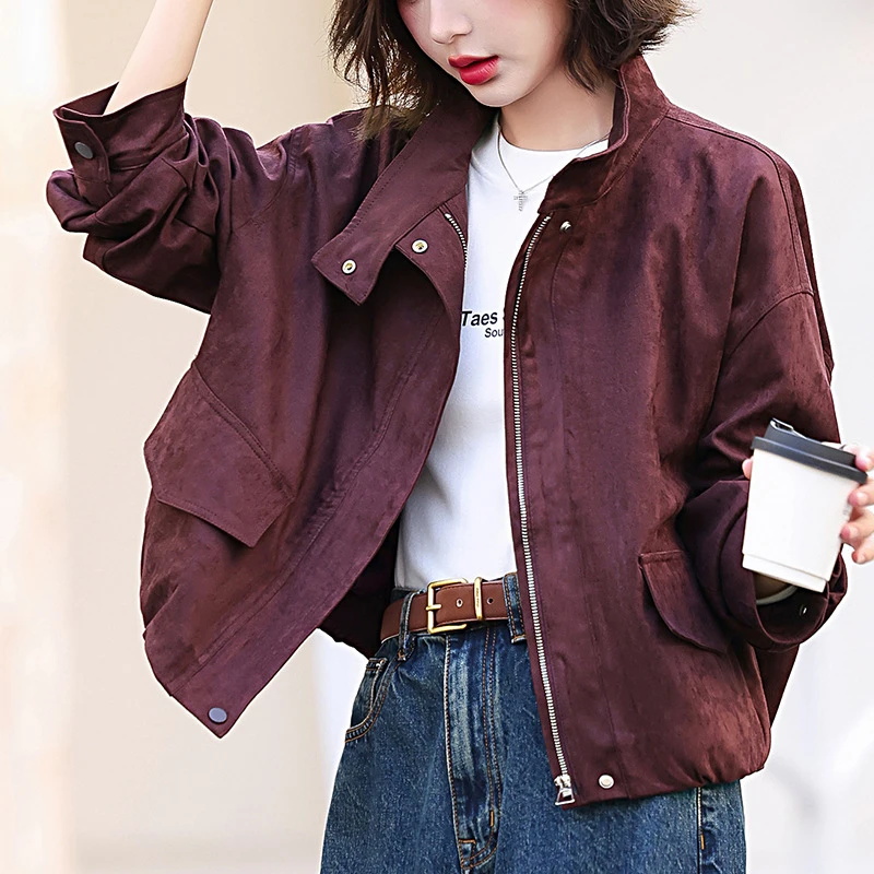 9802安可拉红外套女春秋小个子高级感休闲夹克上衣2024新款风衣潮