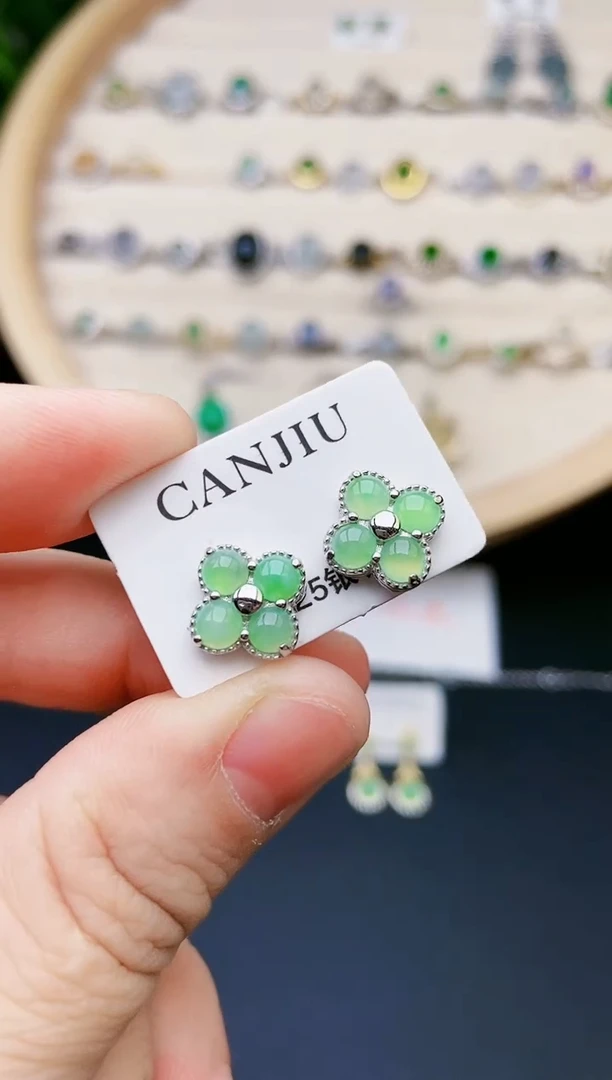 【闪购商品】翡翠耳饰银S925镶嵌1411111