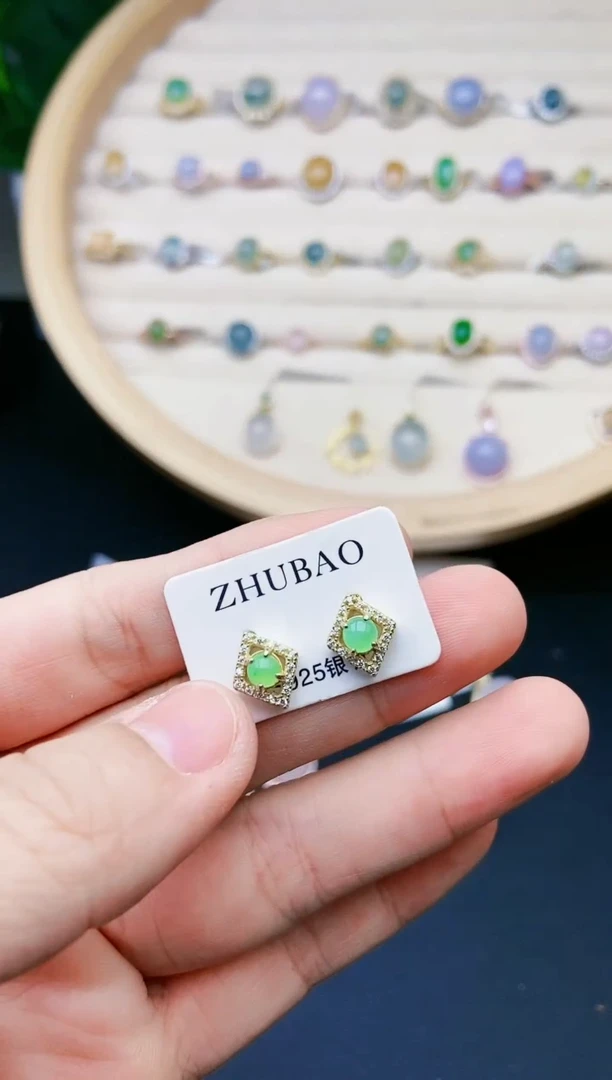 【闪购商品】翡翠耳饰银S925镶嵌11111