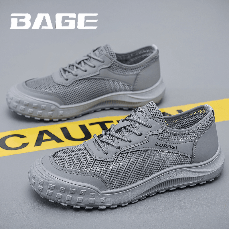 八哥男鞋夏季透气网面薄款运动板鞋男士网鞋轻便软底上班劳保潮鞋