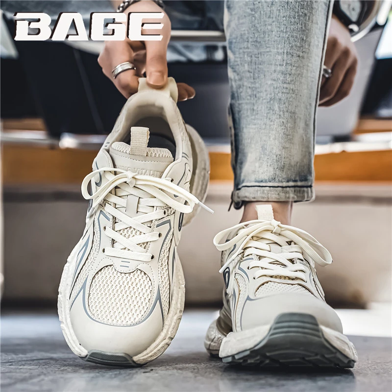 八哥莆田男鞋冬季透气2025新款青少年休闲跑步运动鞋厚底老爹潮鞋