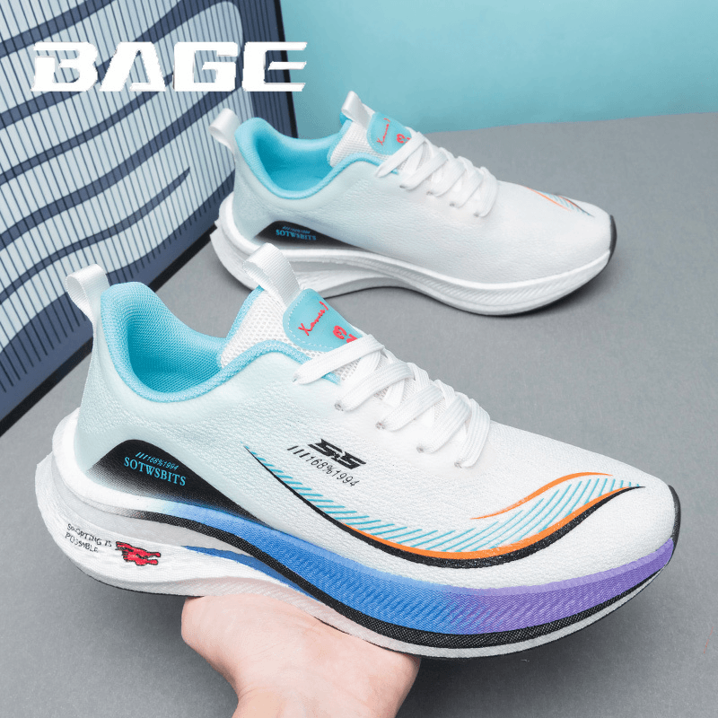 八哥夏季新款透气跑步鞋碳板学生弹力跑鞋减震超轻薄竞速运动鞋软