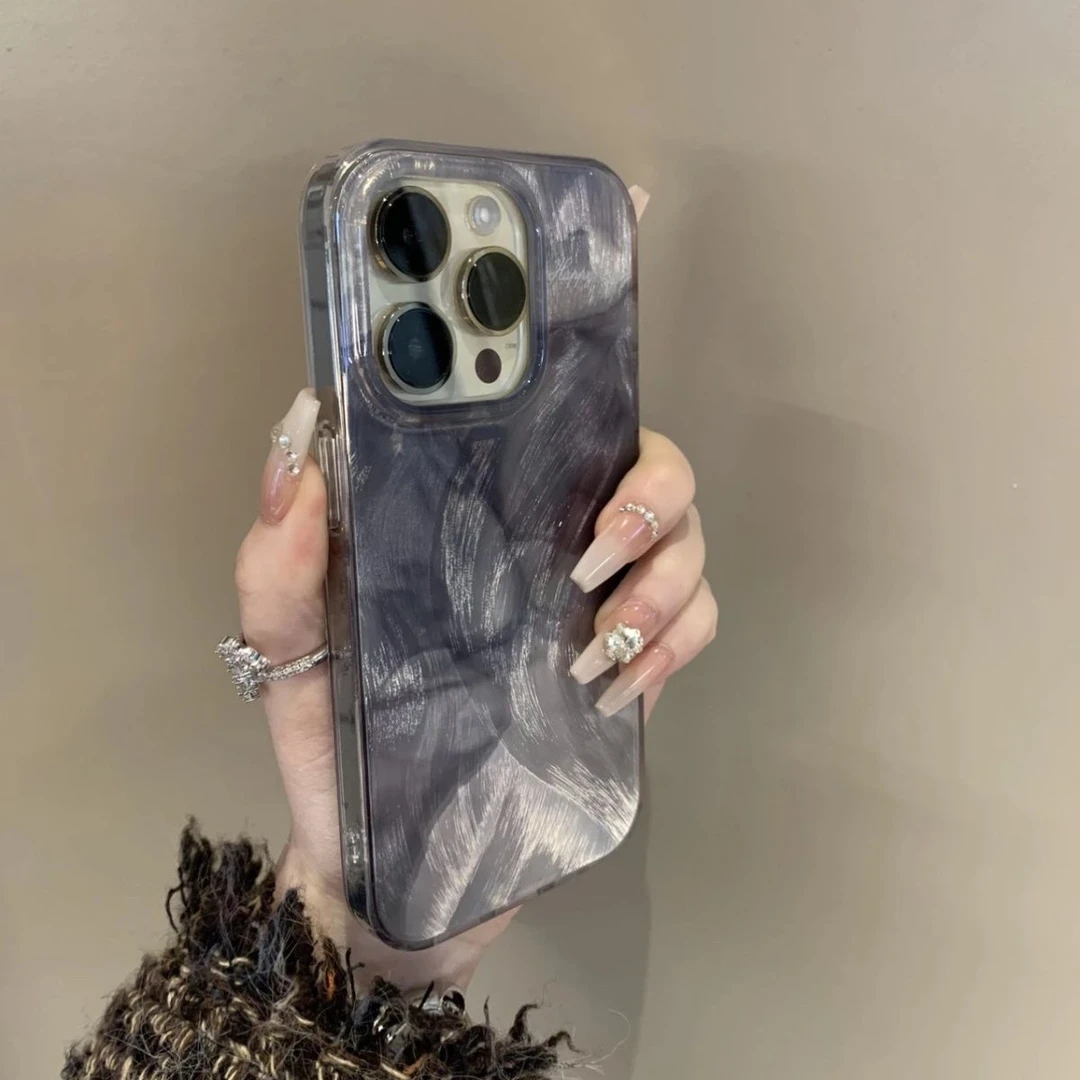 高级感晕染羽纱苹果15promax手机壳iPhone14简约13小众12新款防摔