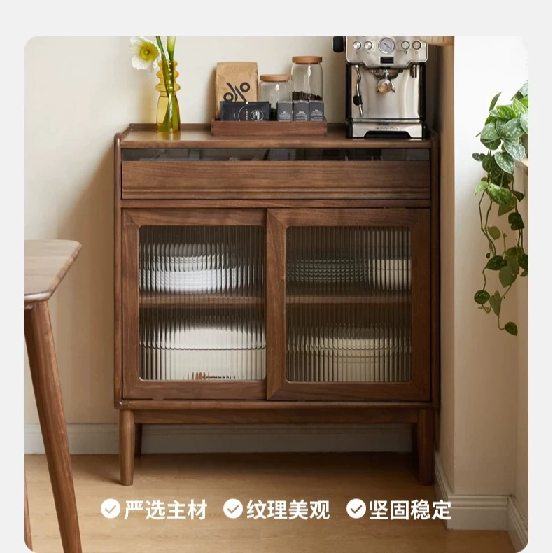 【天百芙】北美黑胡桃实木餐边柜新中式储物柜茶水柜客厅边柜