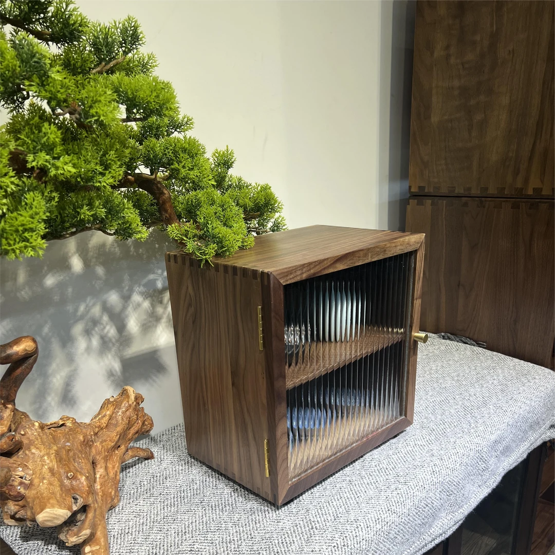 【茶语】【天百芙】北美黑胡桃实木双层收纳柜新中式防尘储物柜