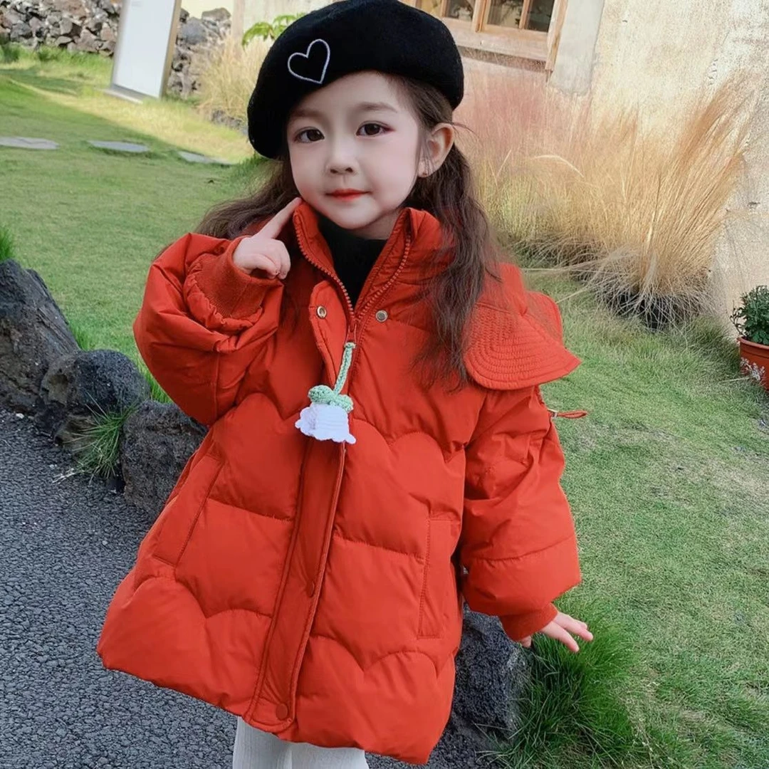 童装潮款Y冬季服韩版洋气儿童中长款绒服新款加厚袄冬装女童外