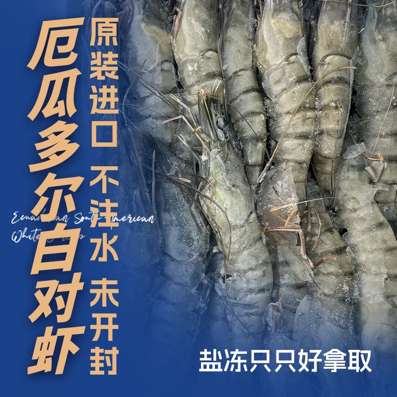 儋州鱼局 厄瓜多尔白对虾30/40规格原装进口有效期至2025年8月5日