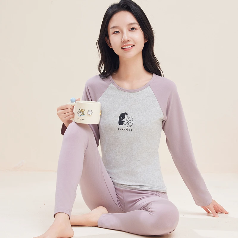 少女秋衣秋裤套装打底内衣薄款初中高中学生青少年保暖棉毛衫秋冬