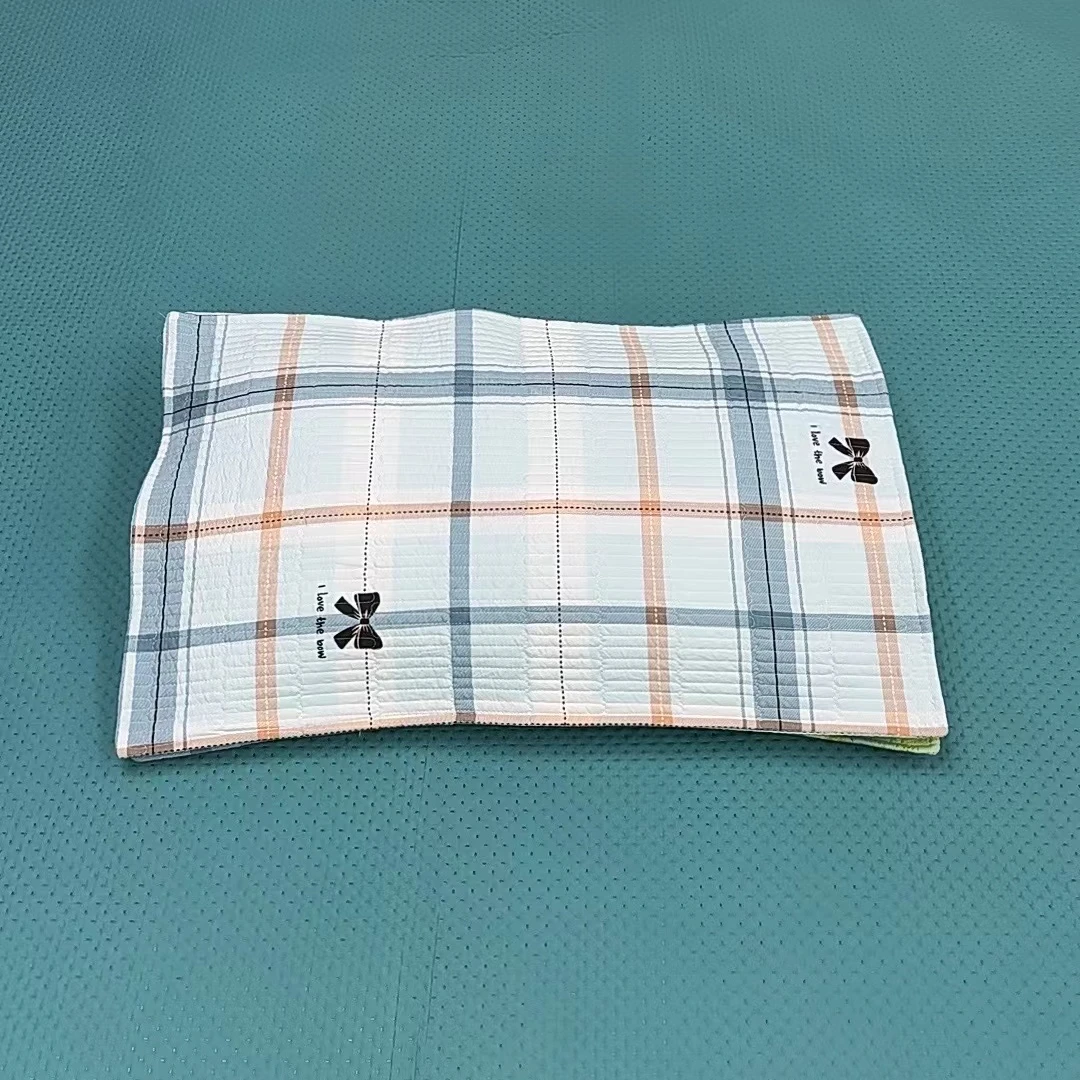 50*70 蓝格蝴蝶结枕套一对两条