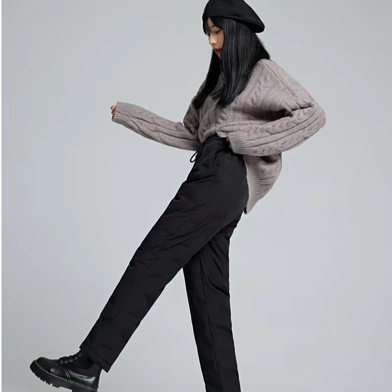 浣茜纱白鸭绒小脚羽绒裤女冬季2024新款外穿加厚哈伦裤高腰保暖