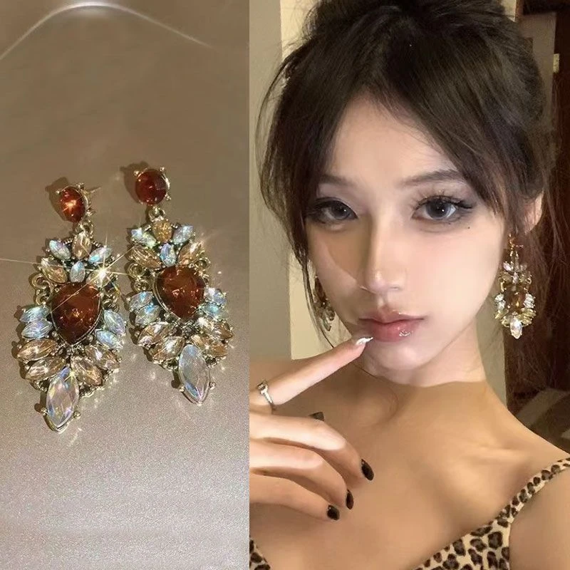 复古欧美民族风百搭水滴耳环女轻奢夸张气质长款耳钉轻奢