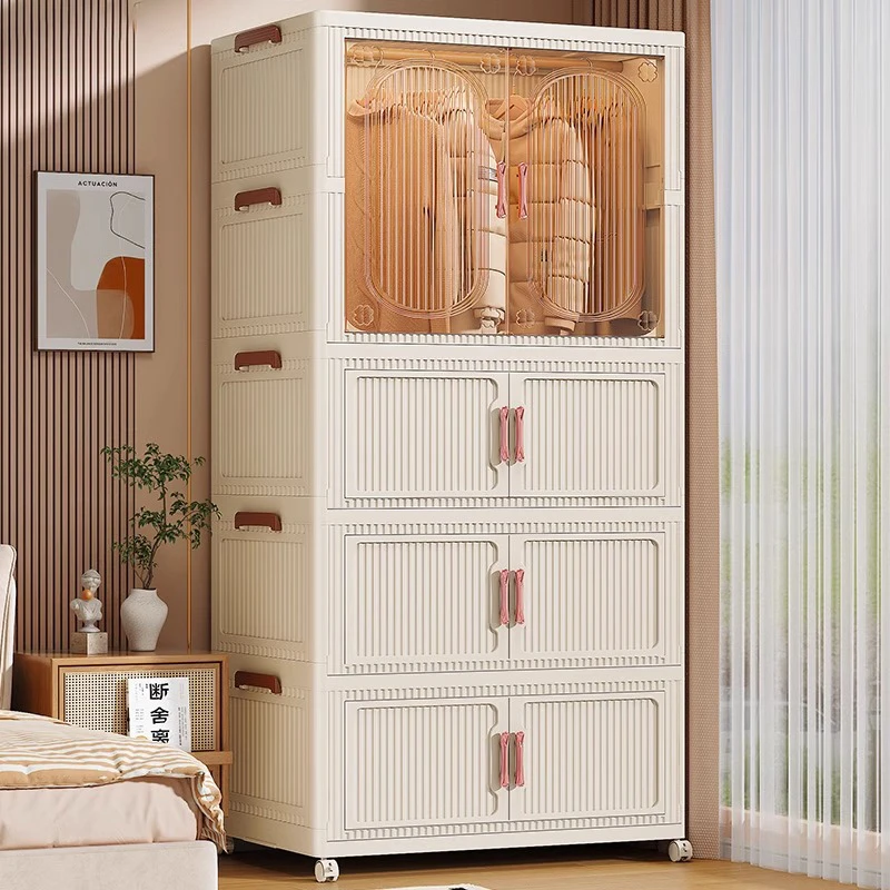 宝宝衣柜卧室挂衣柜客厅收纳柜家用儿童衣橱大容量折叠多层储物柜