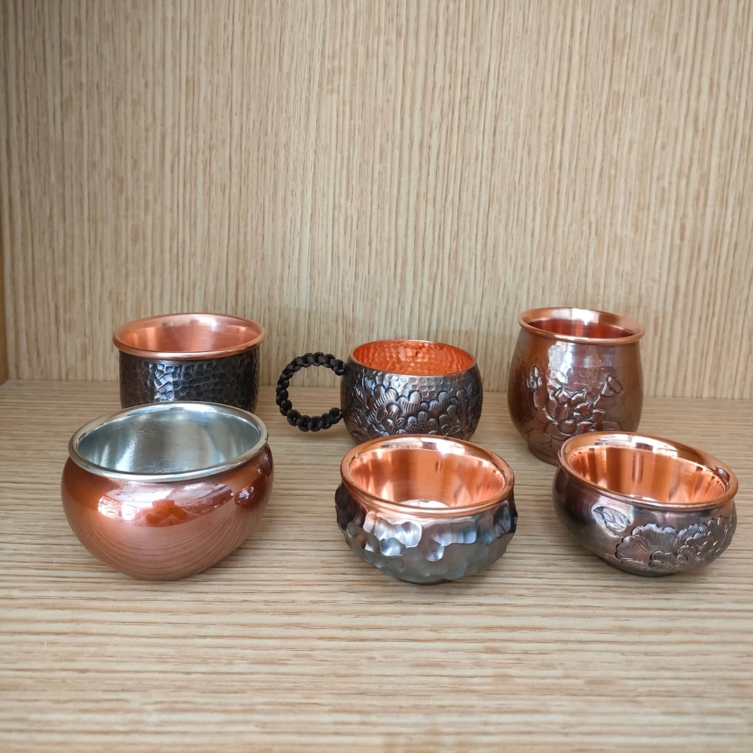 纯铜杯紫铜茶杯功夫茶杯紫铜纯手工加厚茶具功夫茶茶杯单个