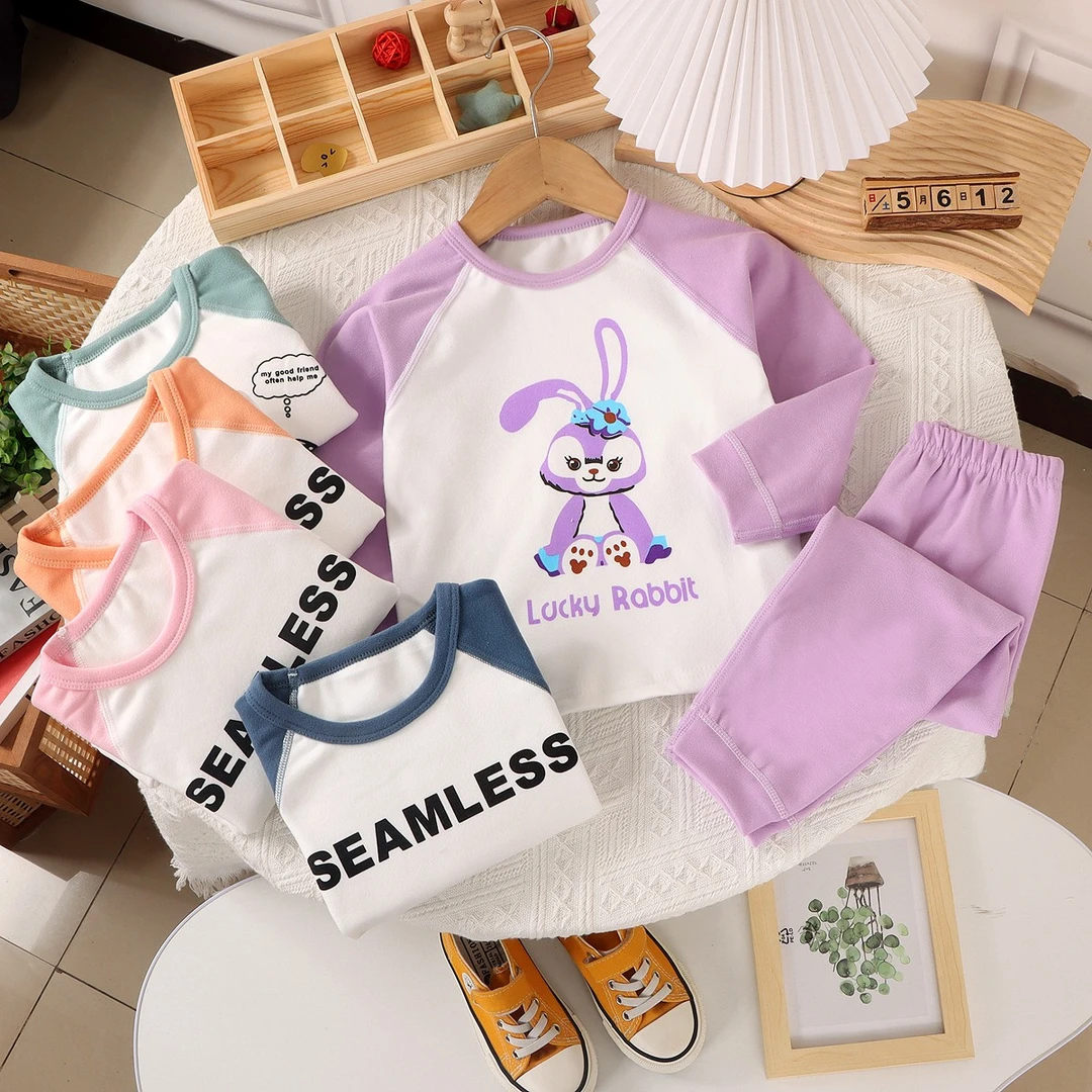 儿童德绒套装男女童无骨保暖内衣秋冬宝宝睡衣