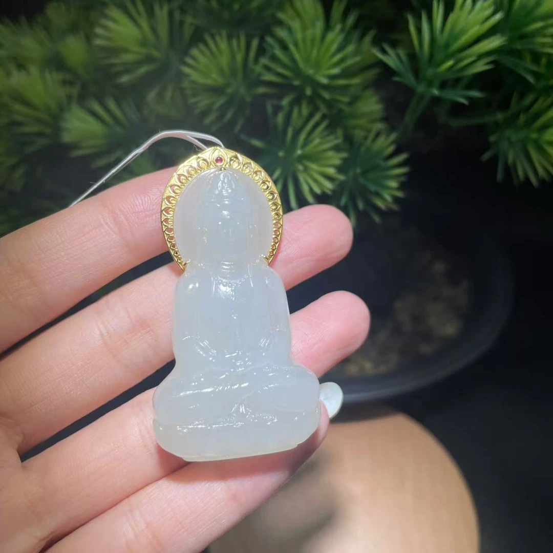 【绿庄】-8945/HQ30-和田玉观音吊坠