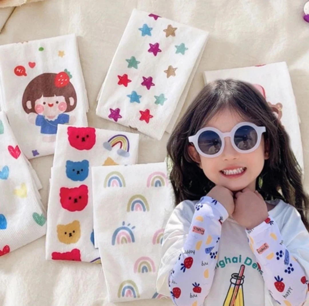 【两双装】防紫外线透气儿童冰袖可爱夏季女孩男童防晒冰丝卡通
