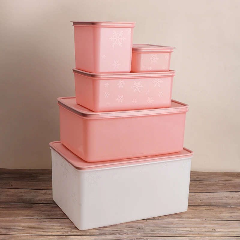 【精铸】雪花五件套（9.7L+5.9L+2.5L+1.6L+760ml）*2冷冻保鲜盒