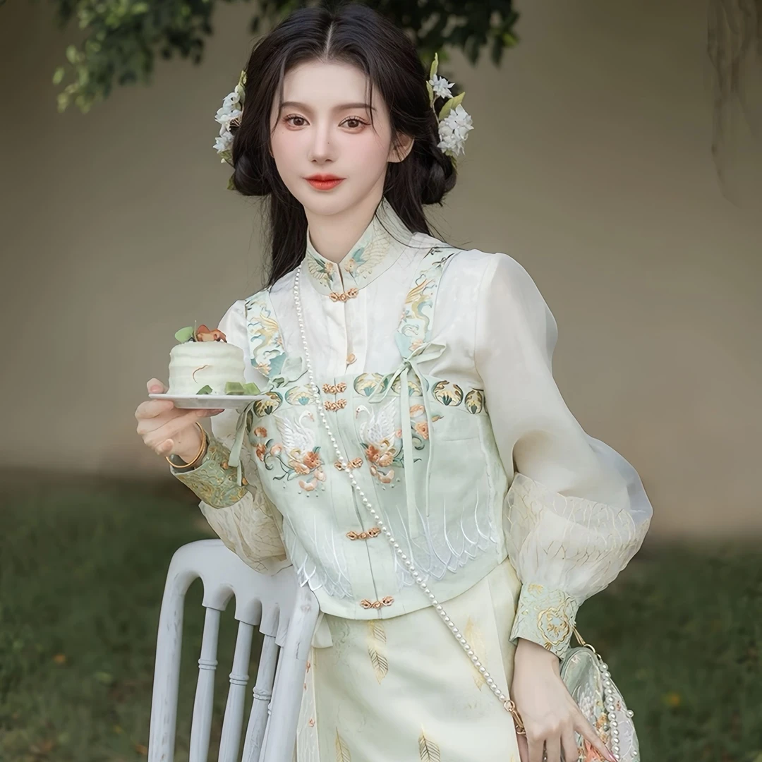 钟灵记【向宁专属】天鹅之舞桃花元素新中式春夏汉元素马面裙