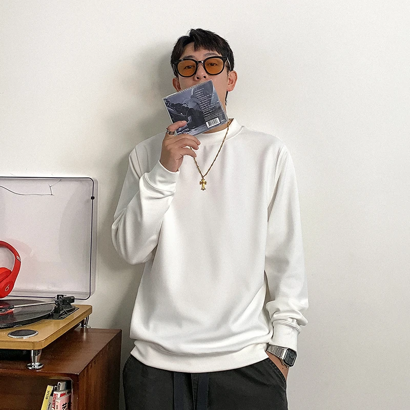 徐太浪基础款纯色280克德绒卫衣男秋季潮牌男装大码内搭打底上衣