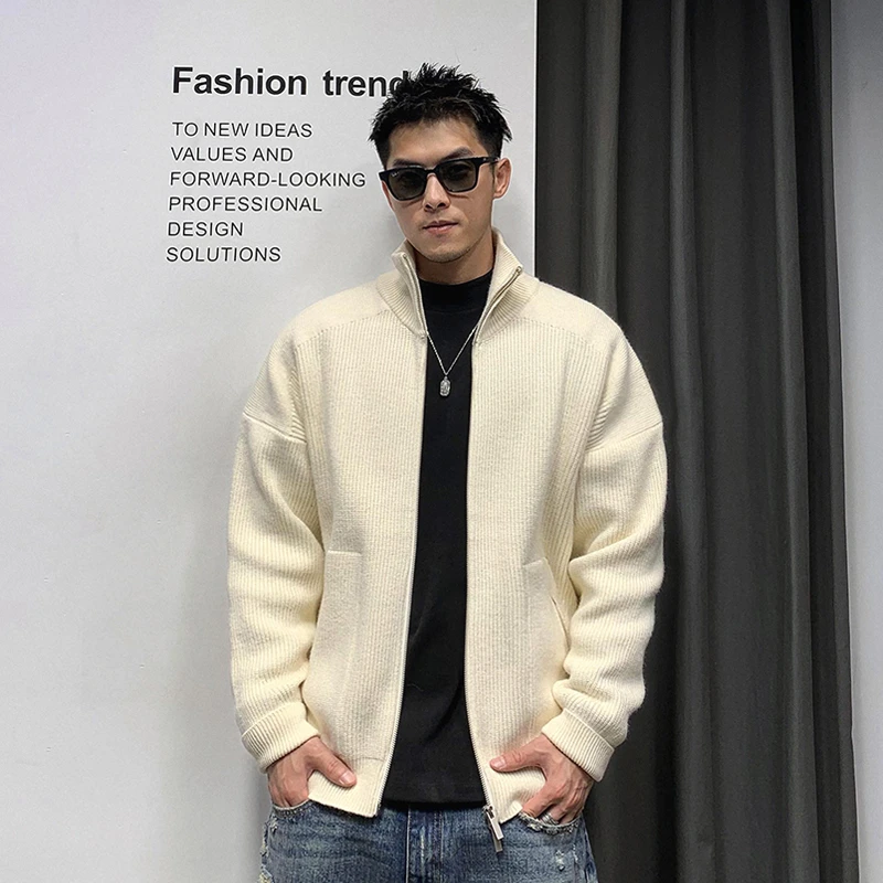 徐太浪高领针织开衫毛衣男春秋美式休闲ins潮流百搭痞帅上衣外套