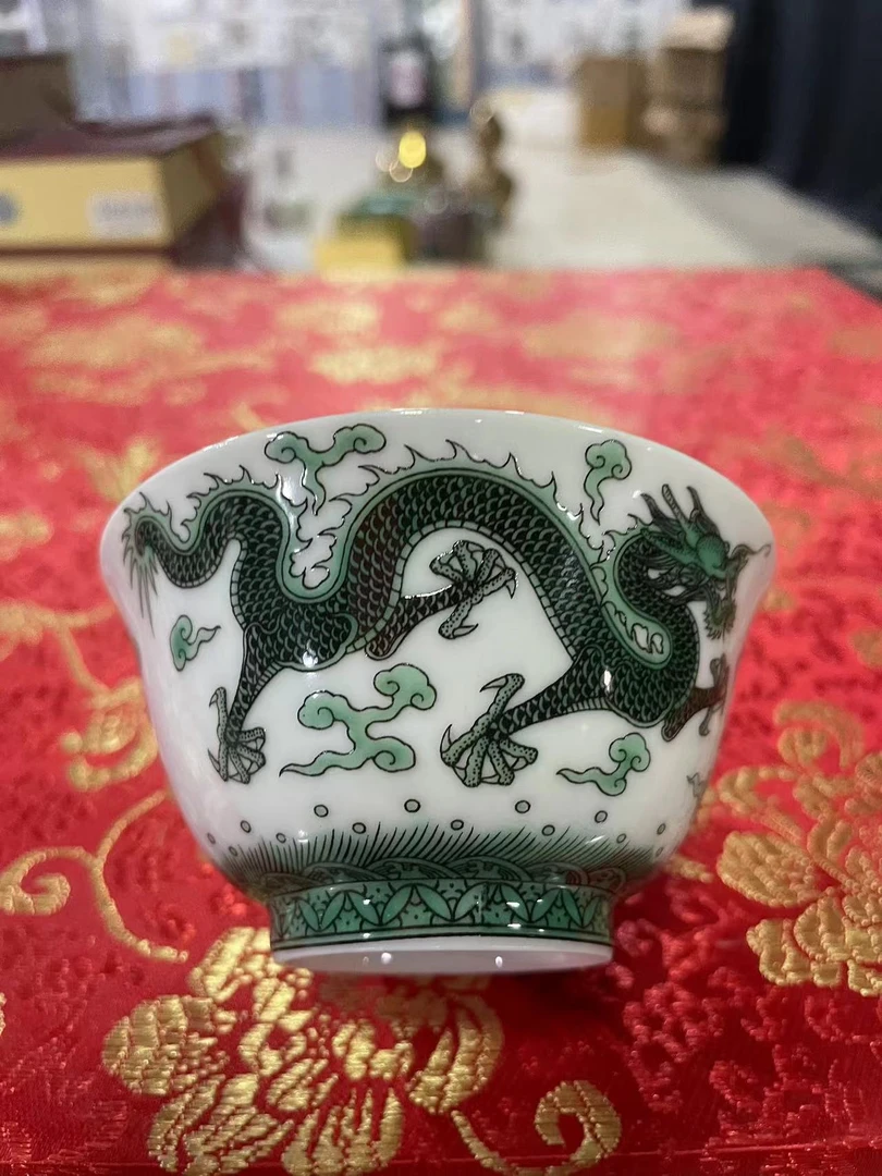 景德镇 手工 手绘 高端 白泥 白釉 双龙出海 斗彩 主人杯