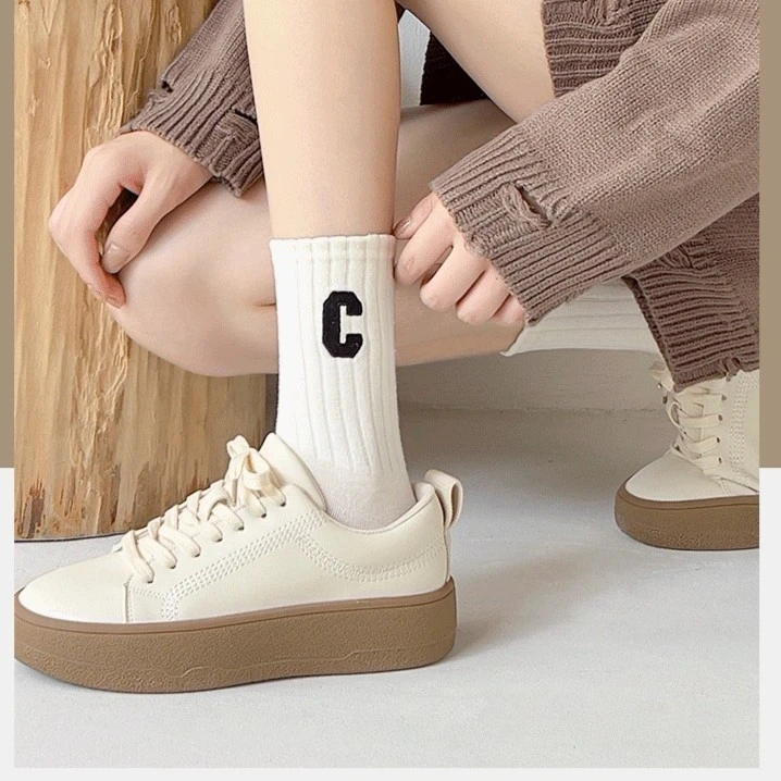 [秋冬]秋冬袜子女5双装新款中筒袜百搭潮流棉袜女士中筒袜1.9