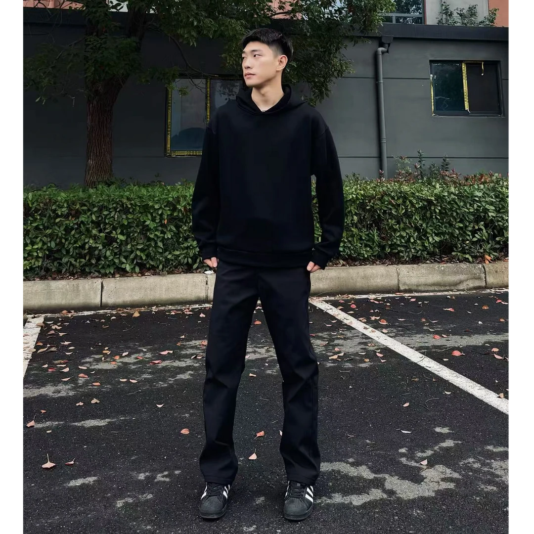 【达人】春季户外男士男款防风休闲运动情侣黑色修身加厚直筒裤裤子