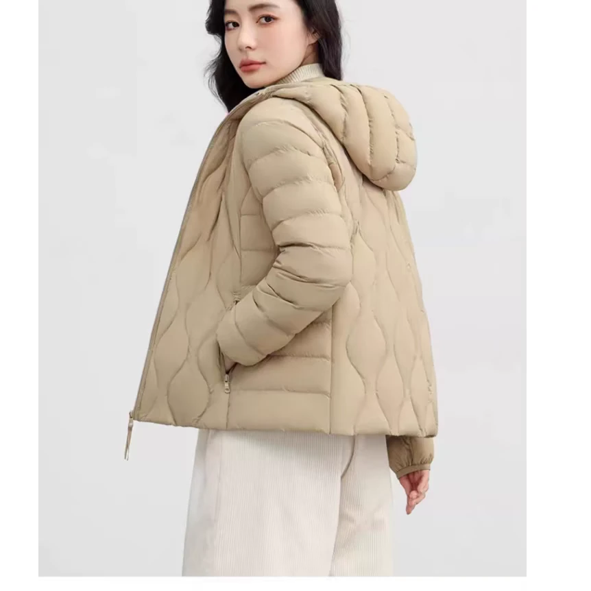 【崔万志年货节】女冬季新款时尚轻薄连帽洋气蓬松外套羽绒服不钻绒