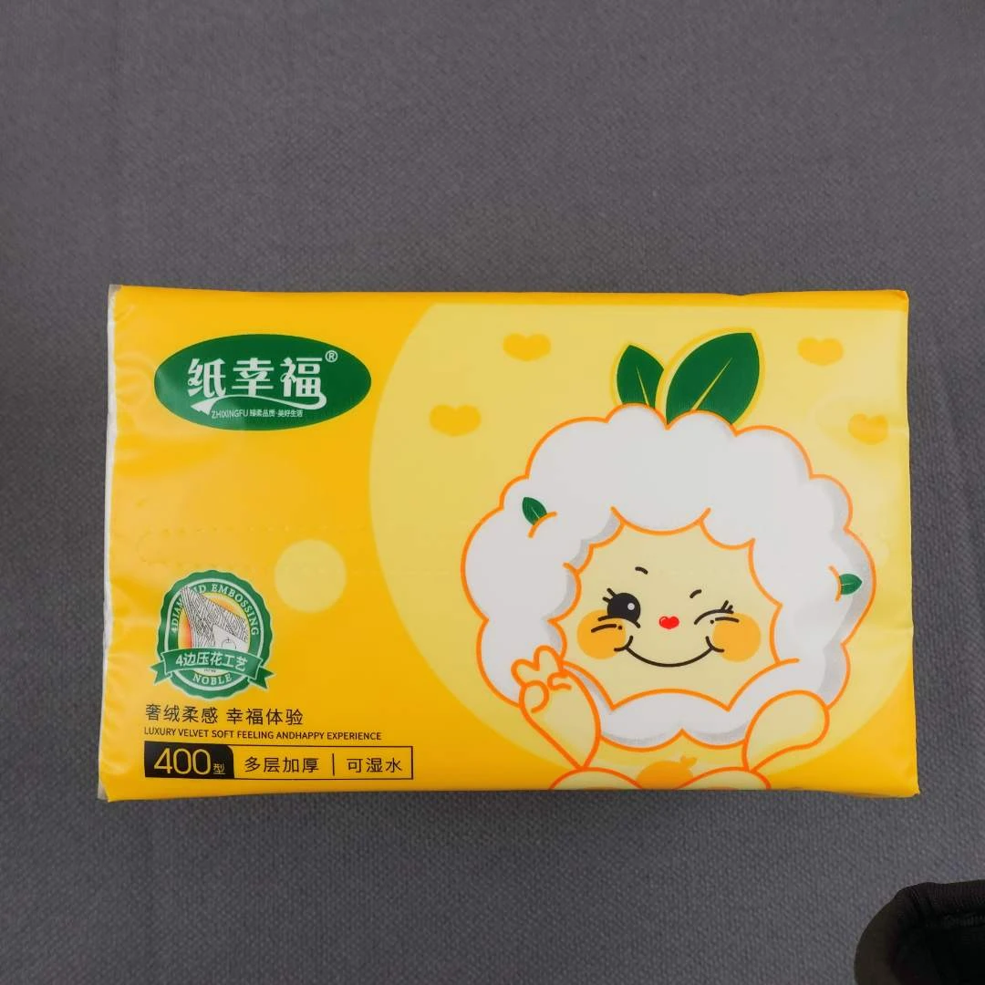 纸幸福羊4边精致压花大包抽取抽纸巾妇婴可用随机图案强韧湿水