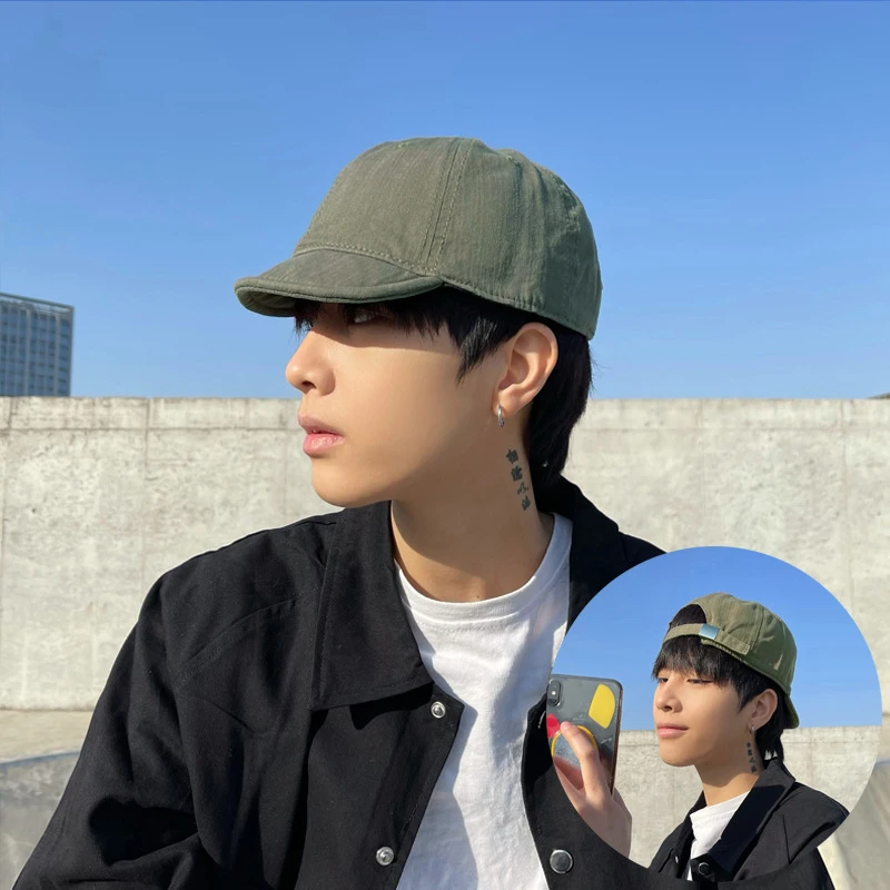 美式短帽檐棒球帽男百搭遮阳小短沿帽小檐帽子鸭舌帽女韩版马术帽