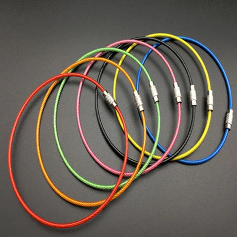 不锈钢钢丝圈绳包胶带保护层彩色钥匙圈DIY配件挂件钥匙扣材质