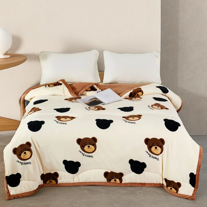 冬季新款可爱印花双面绒被子加厚保暖冬被芯双人宝宝绒春秋被礼品