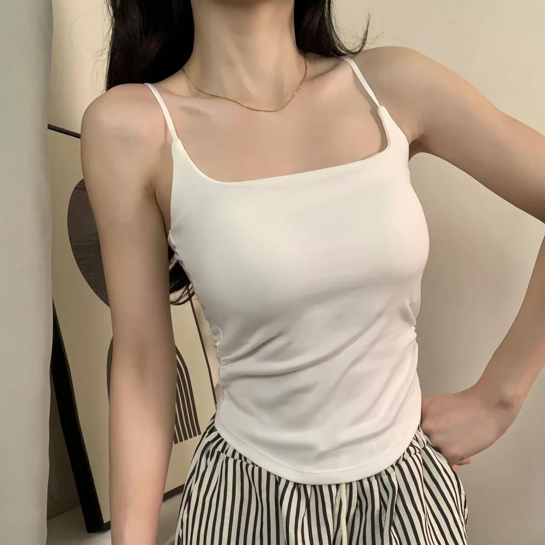 早春磨毛加绒加厚美背吊带背心女内搭带胸垫辣妹保暖打底上衣