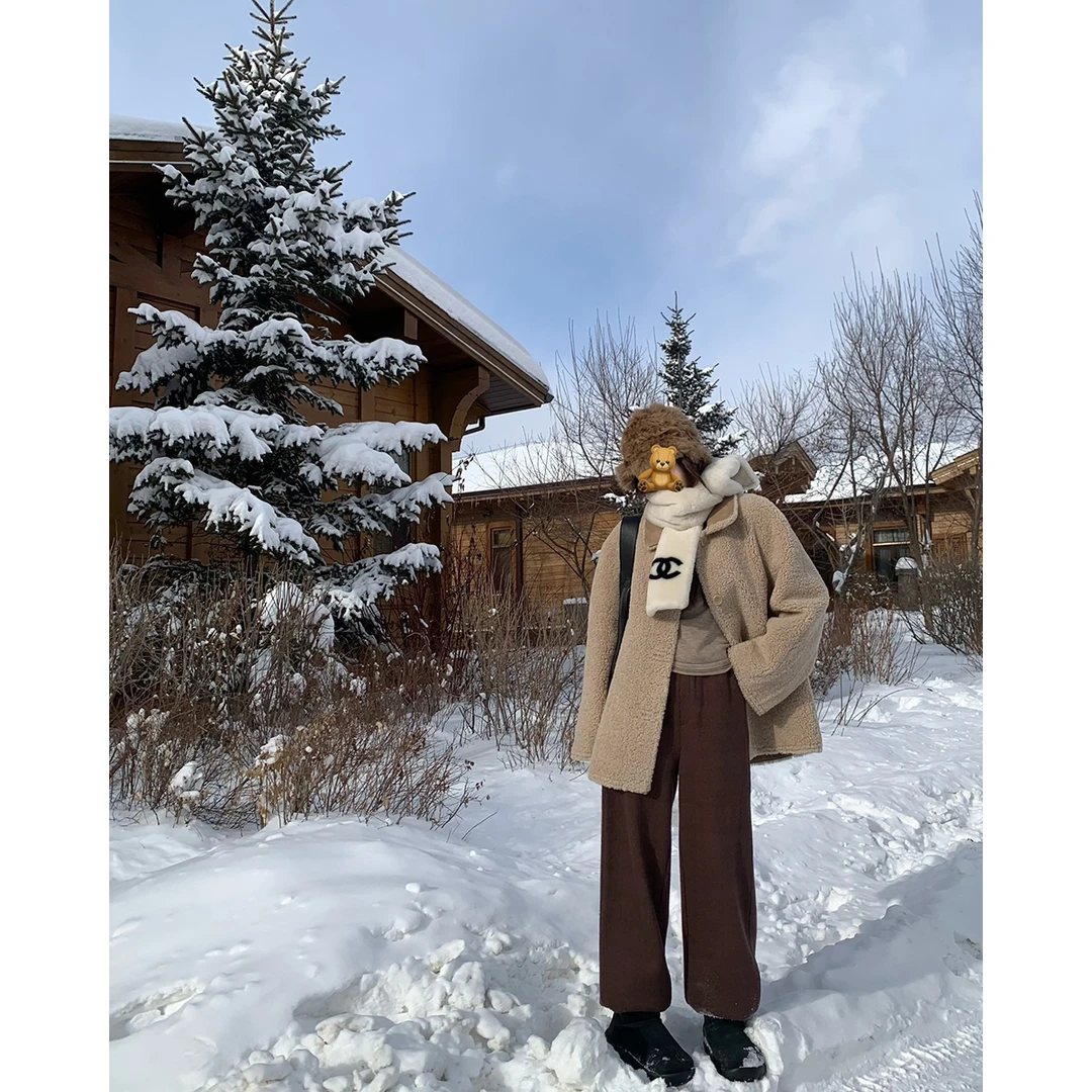 SUNNYDAND 零下安全感颗粒感松紧腰系带束脚卫裤