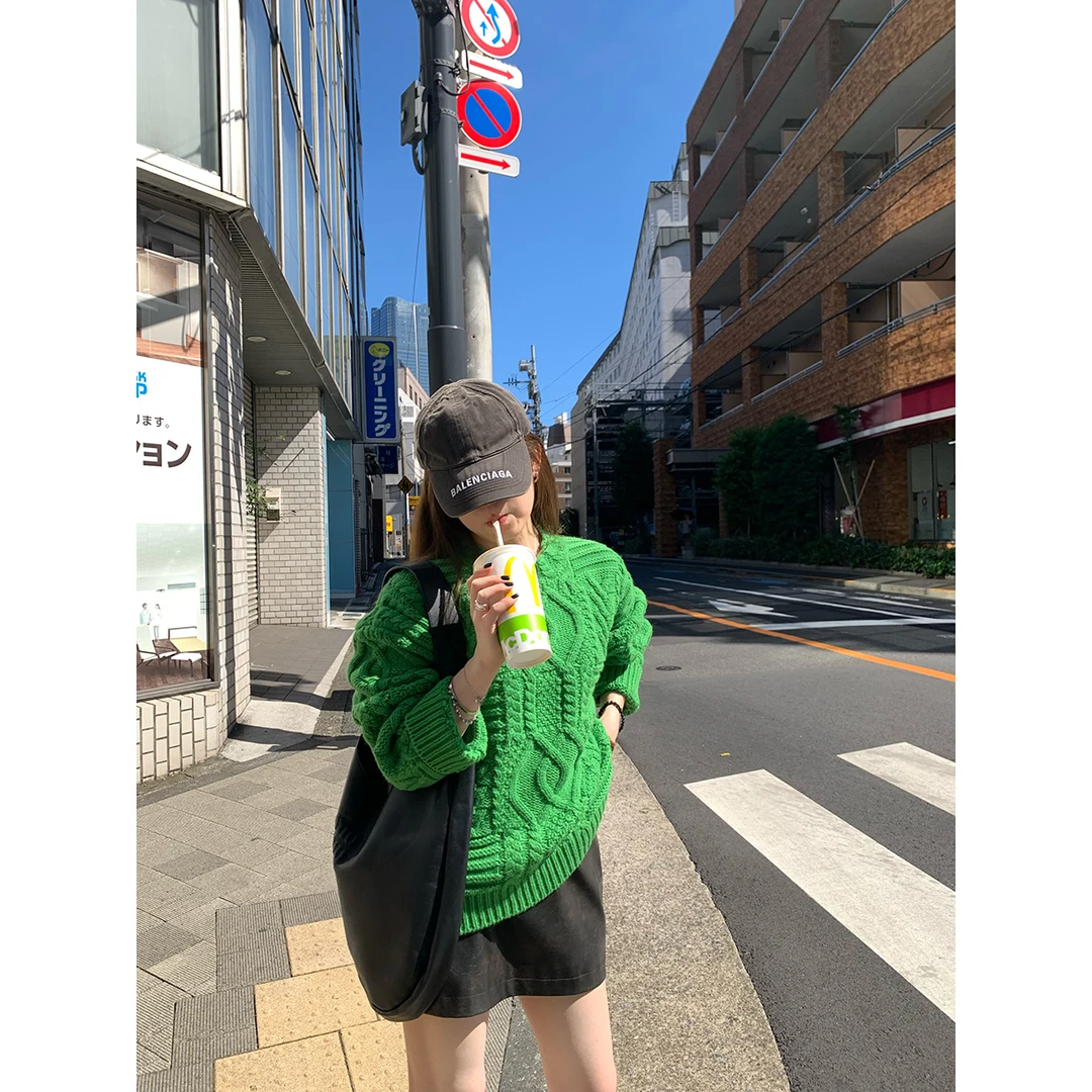 SUNNYDAND 挪威的森林 麻花秋季百搭圆领毛衣