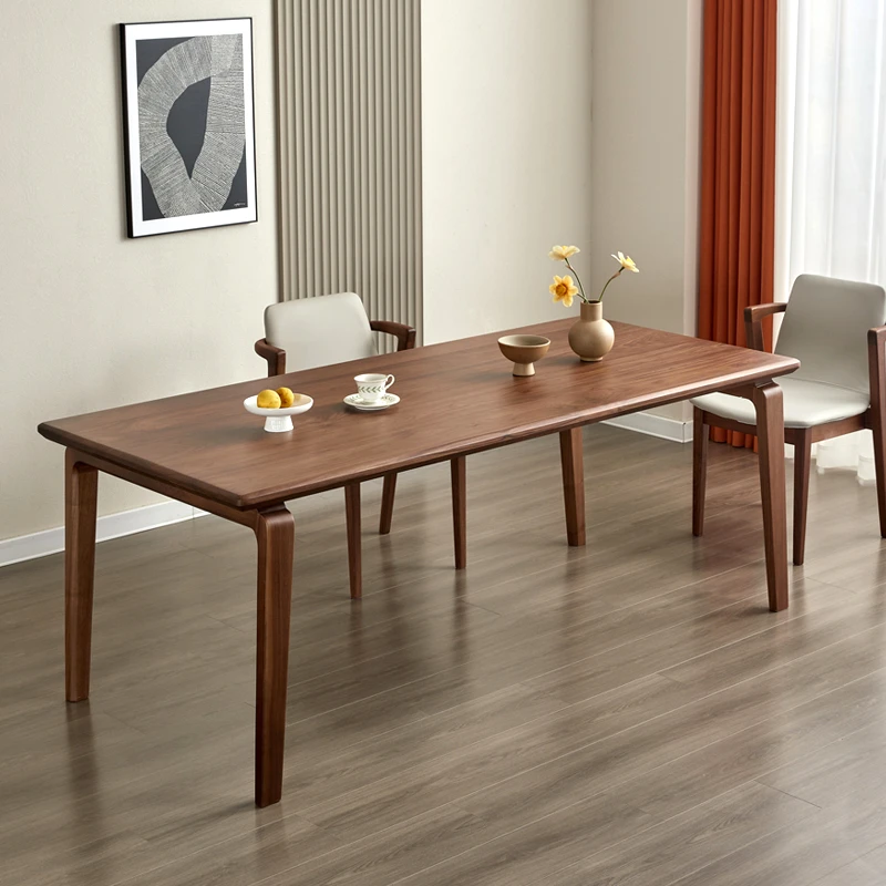 北美黑胡桃实木餐桌家用纯实木大餐桌长方形饭桌原木大板桌工作台