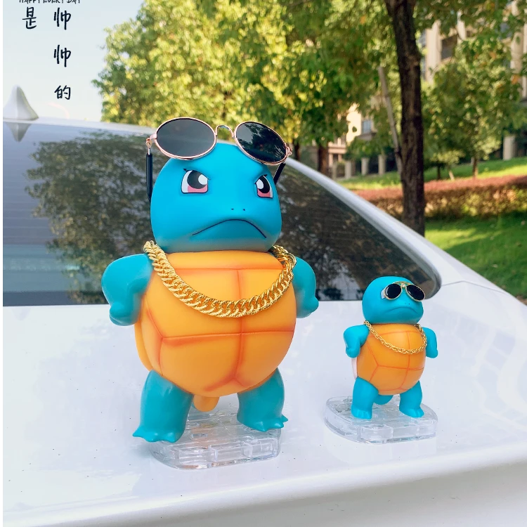 大杰尼龟汽车摆件创意个性可爱卡通公仔车载装饰品车尾箱车顶挂件