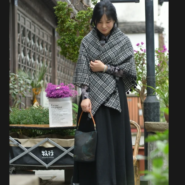 原创设计.春秋冬季超大厚款经典格子围巾披肩围脖QI-2023003