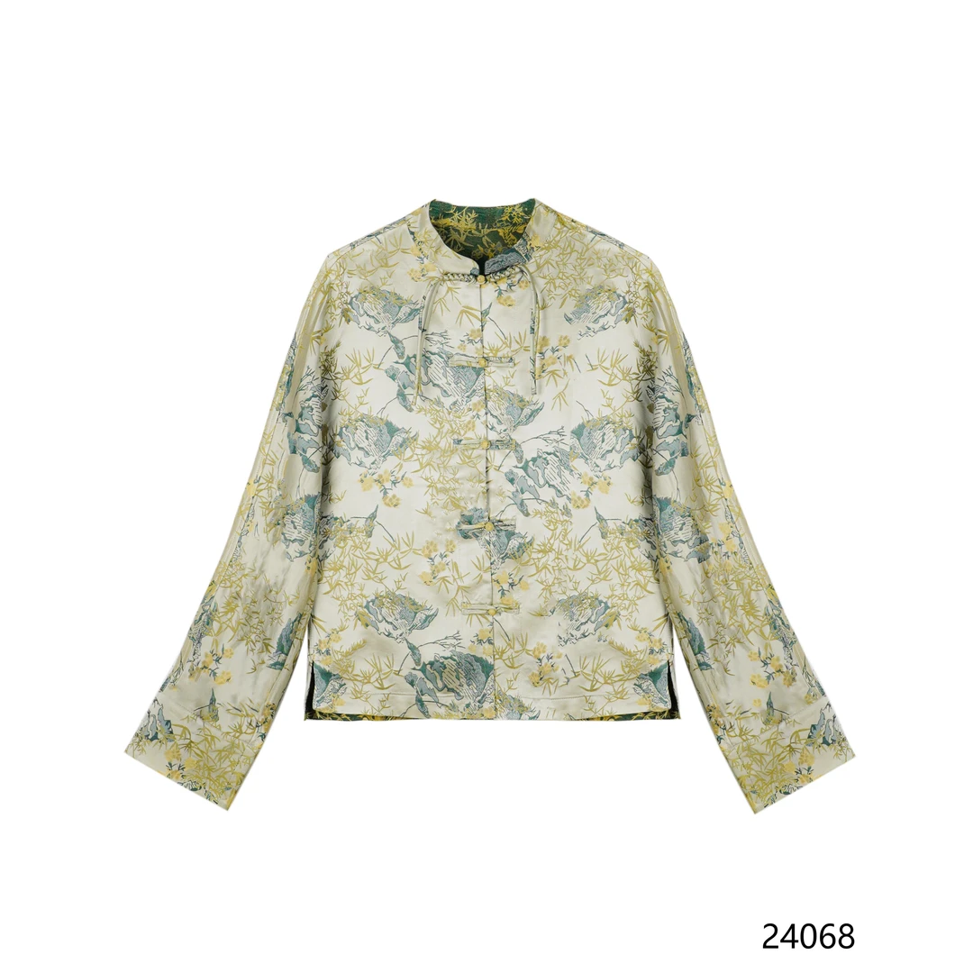 PP2025新款金丝山峦竹宋锦提花新中式短外套24068