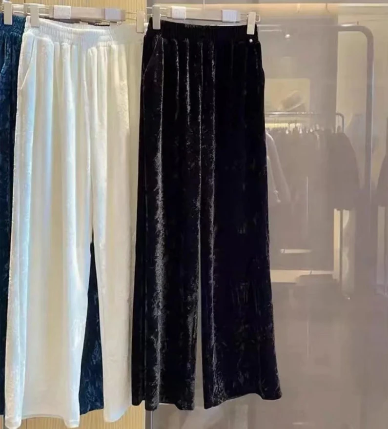 MM2025新款休闲丝绒裤百搭宽松中国风提花竹报平安6098-2