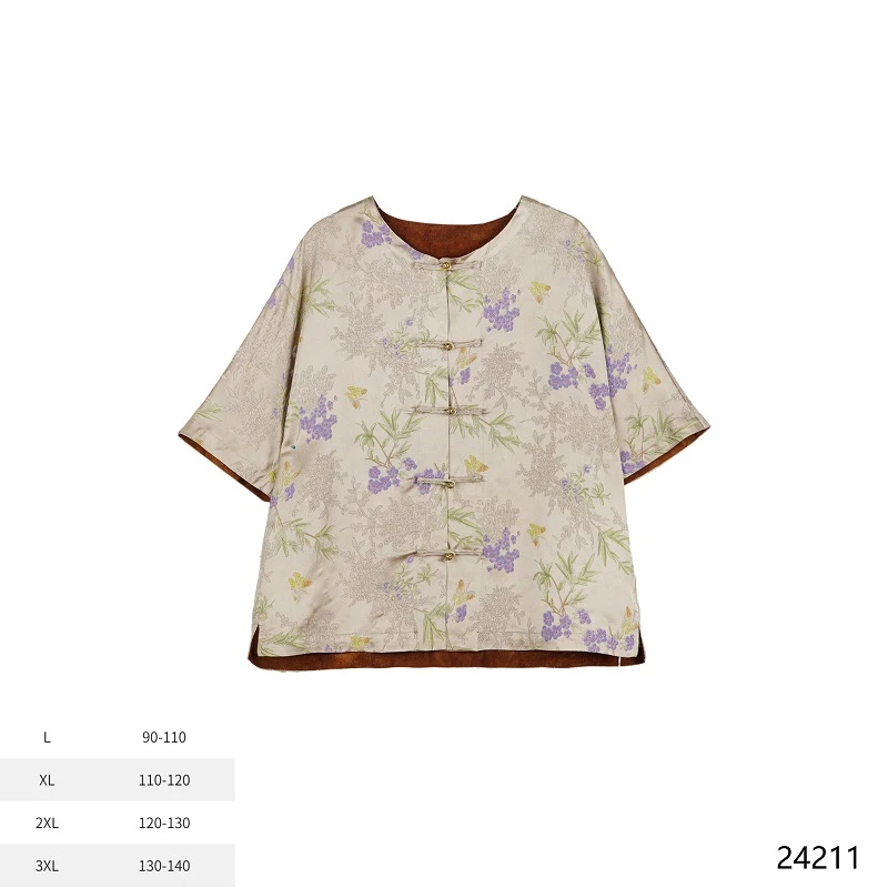 SS2025新款紫丁香圆领短袖织花新中式短外套24211