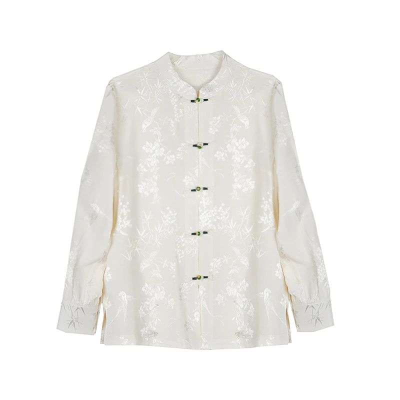 KK【絲綢之路】2025春季新款竹子报喜鸟长袖打底衫时尚内搭2558