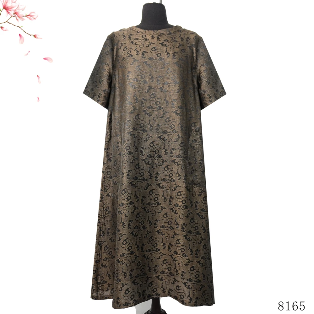 LL 絲綢之路新款素萝满萝连衣裙复古中式双面穿连衣裙8165-5