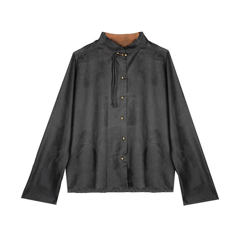 KK新中式新款团花似锦国风时尚盘扣提花休闲百搭上衣2692