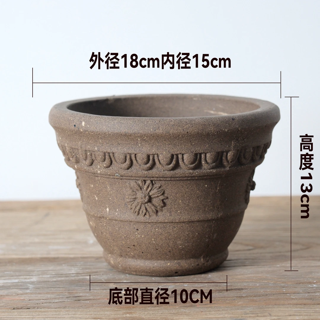 浮雕18.5咖啡色花盆