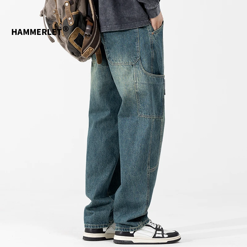 牛仔裤男新款百搭长裤潮牌宽松直筒男士休闲裤子秋冬季新款2023